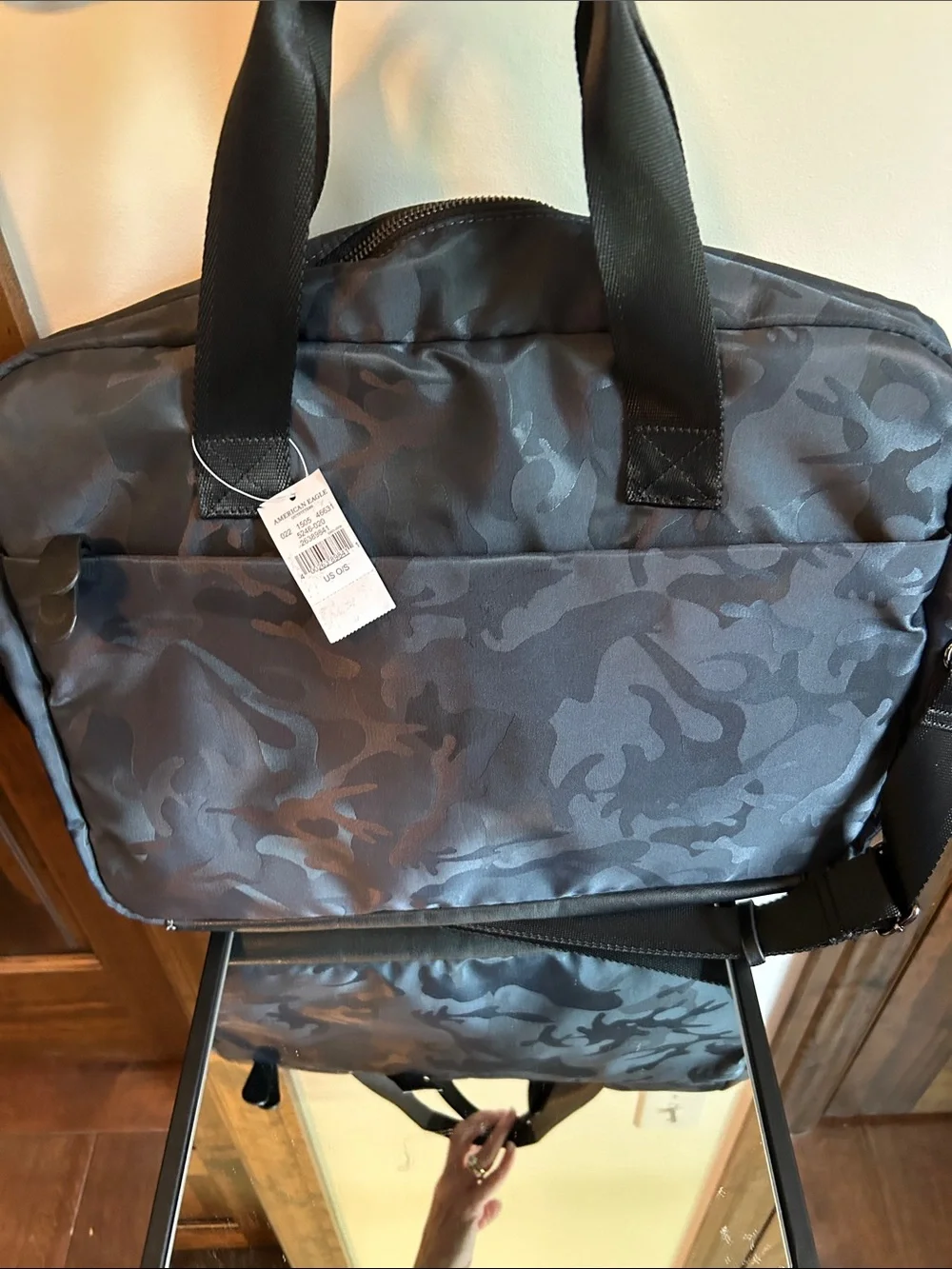 American Eagle Outfitters Men's Black Camo Laptop Briefcase